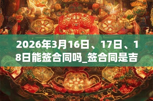2026年3月16日、17日、18日能签合同吗_签合同是吉日吗 2026年3月16日、17日、18日能签合同吗_签合同是吉日吗