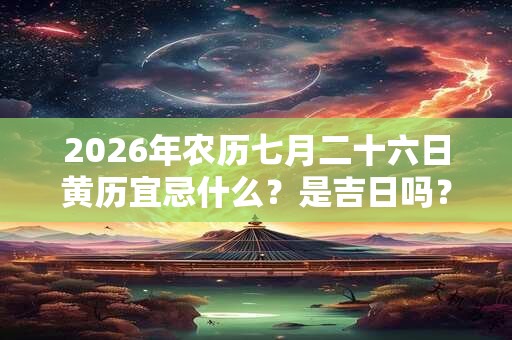 2026年农历七月二十六日黄历宜忌什么？是吉日吗？