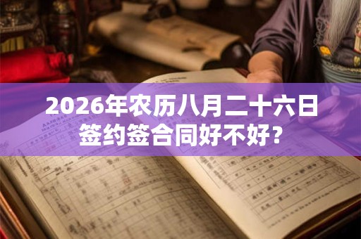 2026年农历八月二十六日签约签合同好不好? 2026年农历八月二十六日签约签合同好不好?