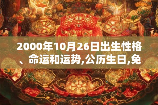 2000年10月26日出生性格、命运和运势,公历生日,免费算命