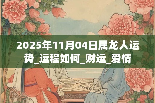 2025年11月04日属龙人运势_运程如何_财运_爱情 2025年11月04日属龙人运势_运程如何_财运_爱情