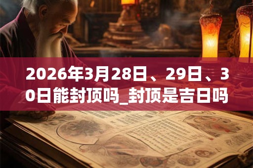 2026年3月28日、29日、30日能封顶吗_封顶是吉日吗 2026年3月28日、29日、30日能封顶吗_封顶是吉日吗