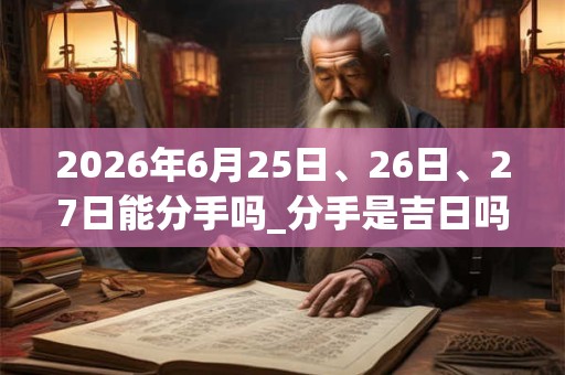 2026年6月25日、26日、27日能分手吗_分手是吉日吗