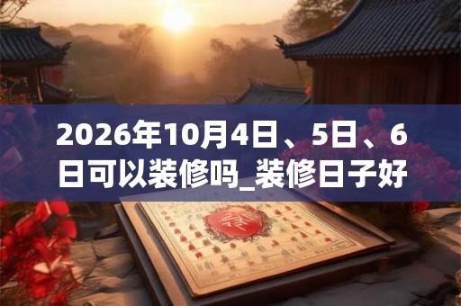 2026年10月4日、5日、6日可以装修吗_装修日子好吗 2026年10月4日、5日、6日可以装修吗_装修日子好吗