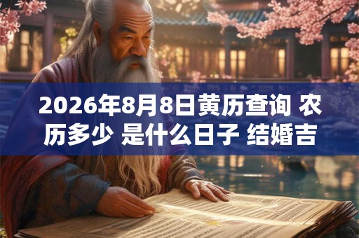 2026年8月8日黄历查询 农历多少 是什么日子 结婚吉时