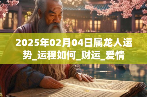 2025年02月04日属龙人运势_运程如何_财运_爱情 2025年02月04日属龙人运势_运程如何_财运_爱情