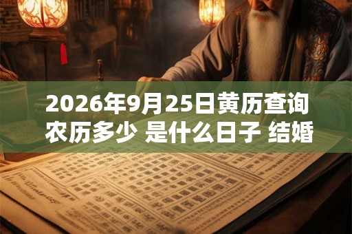 2026年9月25日黄历查询 农历多少 是什么日子 结婚吉时 2026年9月25日黄历查询 农历多少 是什么日子 结婚吉时
