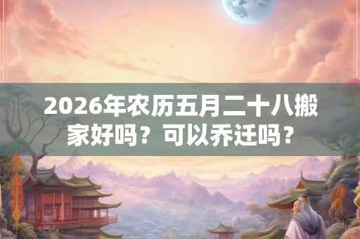 2026年农历五月二十八搬家好吗？可以乔迁吗？