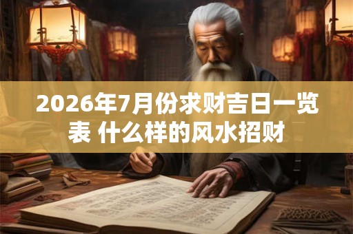 2026年7月份求财吉日一览表 什么样的风水招财