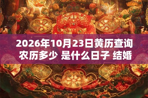 2026年10月23日黄历查询 农历多少 是什么日子 结婚吉时
