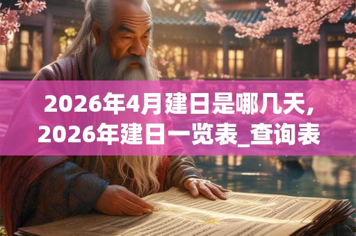 2026年4月建日是哪几天,2026年建日一览表_查询表