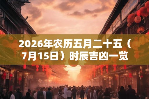 2026年农历五月二十五（7月15日）时辰吉凶一览