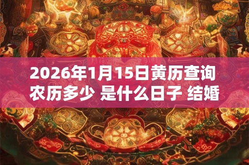 2026年1月15日黄历查询 农历多少 是什么日子 结婚吉时 2026年1月15日黄历查询 农历多少 是什么日子 结婚吉时