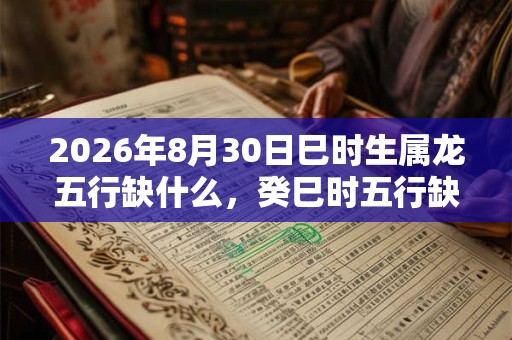 2026年8月30日巳时生属龙五行缺什么，癸巳时五行缺什么