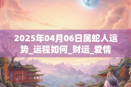 2026年04月06日属蛇人运势_运程如何_财运_爱情