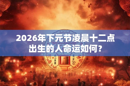 2026年下元节凌晨十二点出生的人命运如何？