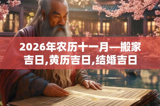 2026年农历十一月—搬家吉日,黄历吉日,结婚吉日 2026年农历十一月—搬家吉日,黄历吉日,结婚吉日
