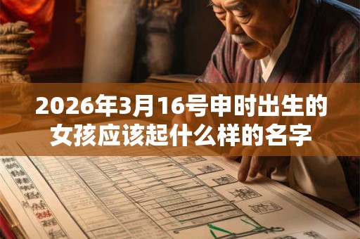 2026年3月16号申时出生的女孩应该起什么样的名字