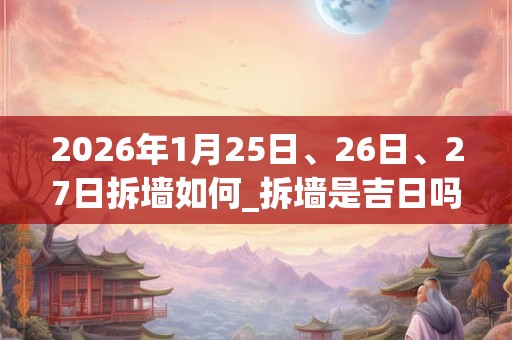 2026年1月25日、26日、27日拆墙如何_拆墙是吉日吗 2026年1月25日、26日、27日拆墙如何_拆墙是吉日吗