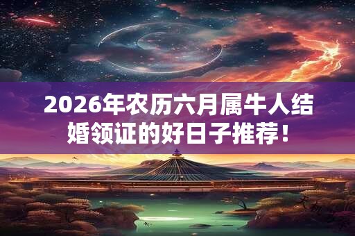 2026年农历六月属牛人结婚领证的好日子推荐！