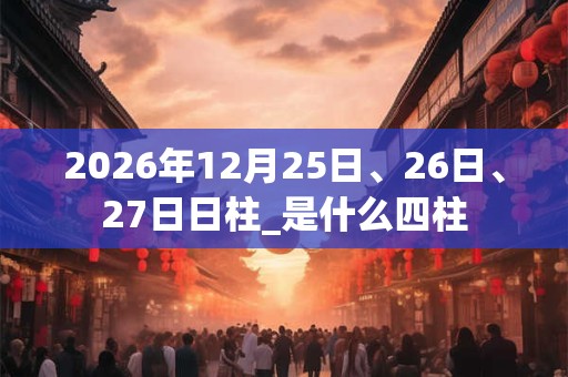 2026年12月25日、26日、27日日柱_是什么四柱 2026年12月25日、26日、27日日柱_是什么四柱