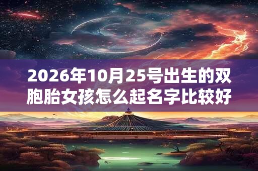 2026年10月25号出生的双胞胎女孩怎么起名字比较好,五行属什么? 2026年10月25号出生的双胞胎女孩怎么起名字比较好,五行属什么?