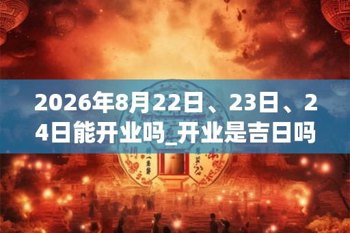2026年8月22日、23日、24日能开业吗_开业是吉日吗 2026年8月22日、23日、24日能开业吗_开业是吉日吗
