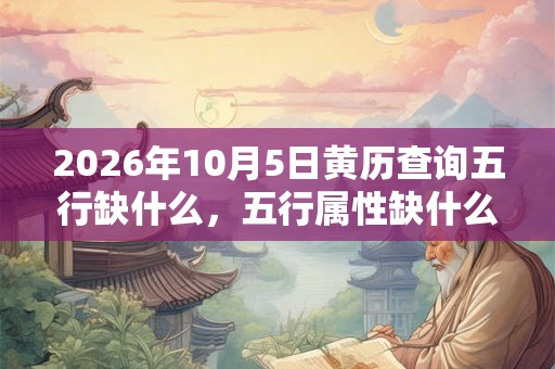 2026年10月5日黄历查询五行缺什么，五行属性缺什么