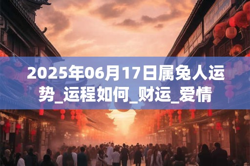 2025年06月17日属兔人运势_运程如何_财运_爱情 2025年06月17日属兔人运势_运程如何_财运_爱情