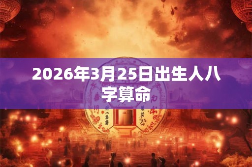 2026年3月25日出生人八字算命 2026年3月25日出生人八字算命