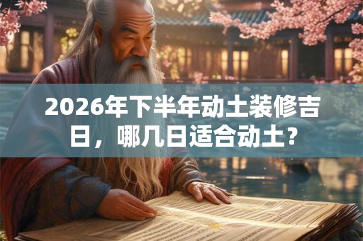 2026年下半年动土装修吉日，哪几日适合动土？