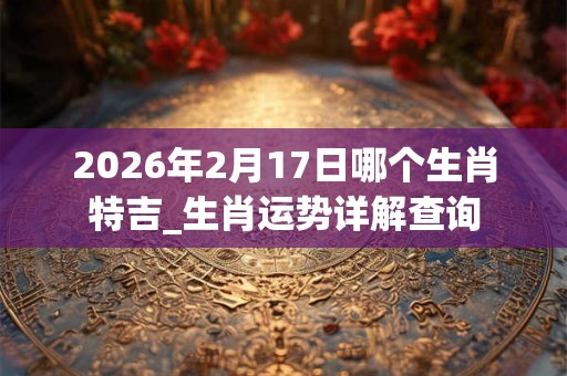 2026年2月17日哪个生肖特吉_生肖运势详解查询