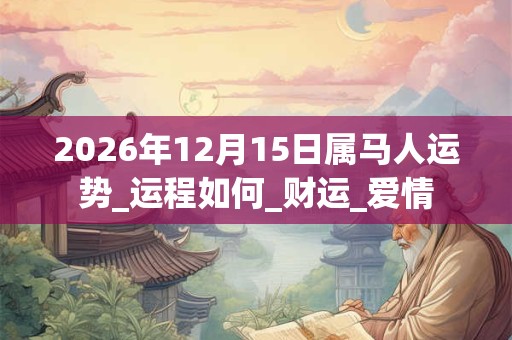 2026年12月15日属马人运势_运程如何_财运_爱情