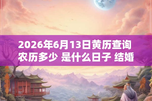 2026年6月13日黄历查询 农历多少 是什么日子 结婚吉时 2026年6月13日黄历查询 农历多少 是什么日子 结婚吉时