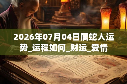 2026年07月04日属蛇人运势_运程如何_财运_爱情 2026年07月04日属蛇人运势_运程如何_财运_爱情