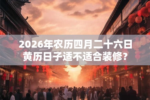 2026年农历四月二十六日黄历日子适不适合装修？
