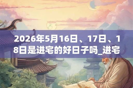 2026年5月16日、17日、18日是进宅的好日子吗_进宅可以吗 2026年5月16日、17日、18日是进宅的好日子吗_进宅可以吗