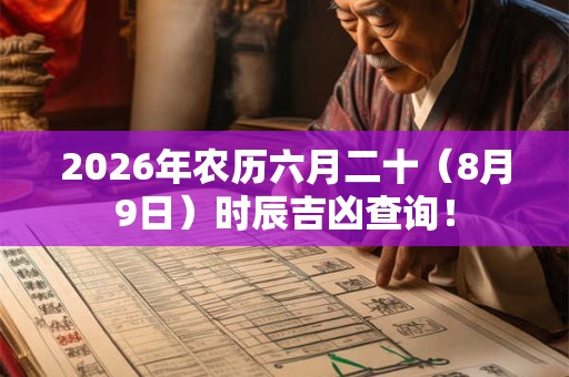 2026年农历六月二十(8月9日)时辰吉凶查询! 2026年农历六月二十(8月9日)时辰吉凶查询!