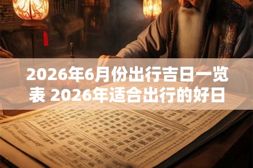 2026年6月份出行吉日一览表 2026年适合出行的好日子
