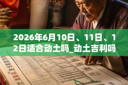 2026年6月10日、11日、12日适合动土吗_动土吉利吗