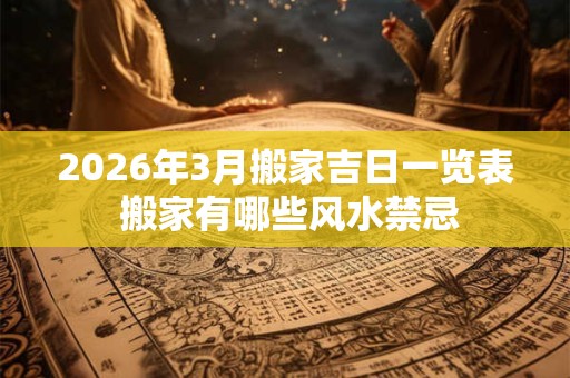 2026年3月搬家吉日一览表 搬家有哪些风水禁忌