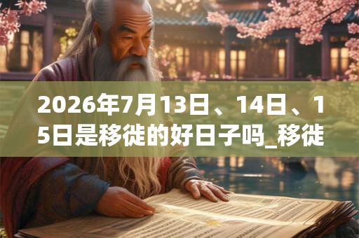 2026年7月13日、14日、15日是移徙的好日子吗_移徙可以吗