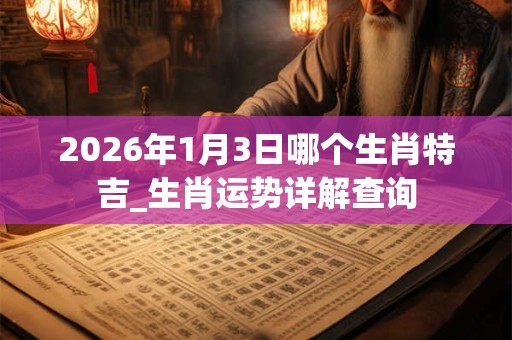 2026年1月3日哪个生肖特吉_生肖运势详解查询 2026年1月3日哪个生肖特吉_生肖运势详解查询