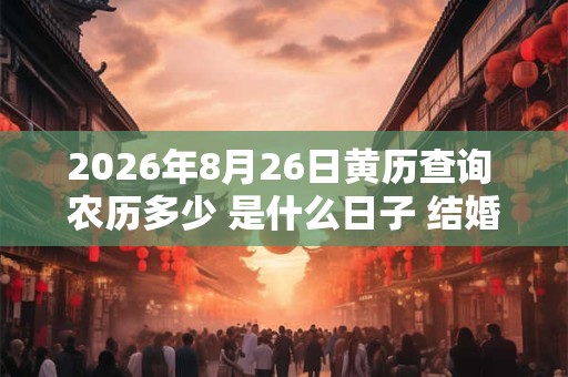 2026年8月26日黄历查询 农历多少 是什么日子 结婚吉时