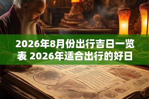 2026年8月份出行吉日一览表 2026年适合出行的好日子
