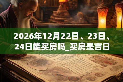 2026年12月22日、23日、24日能买房吗_买房是吉日吗