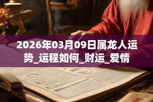 2026年03月09日属龙人运势_运程如何_财运_爱情