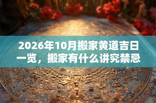2026年10月搬家黄道吉日一览,搬家有什么讲究禁忌? 2026年10月搬家黄道吉日一览,搬家有什么讲究禁忌?