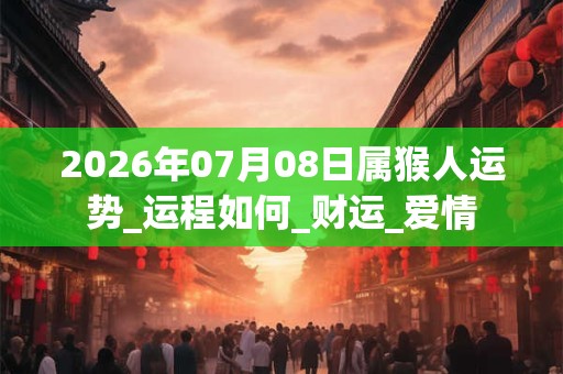 2026年07月08日属猴人运势_运程如何_财运_爱情 2026年07月08日属猴人运势_运程如何_财运_爱情