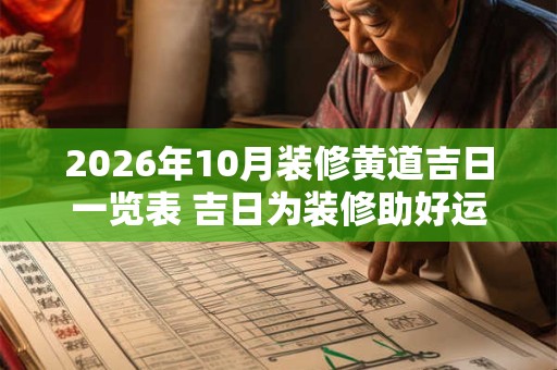 2026年10月装修黄道吉日一览表 吉日为装修助好运 2026年10月装修黄道吉日一览表 吉日为装修助好运